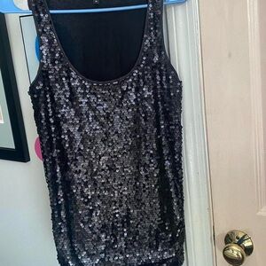 Express Black Sequin Sleeveless Tank Top